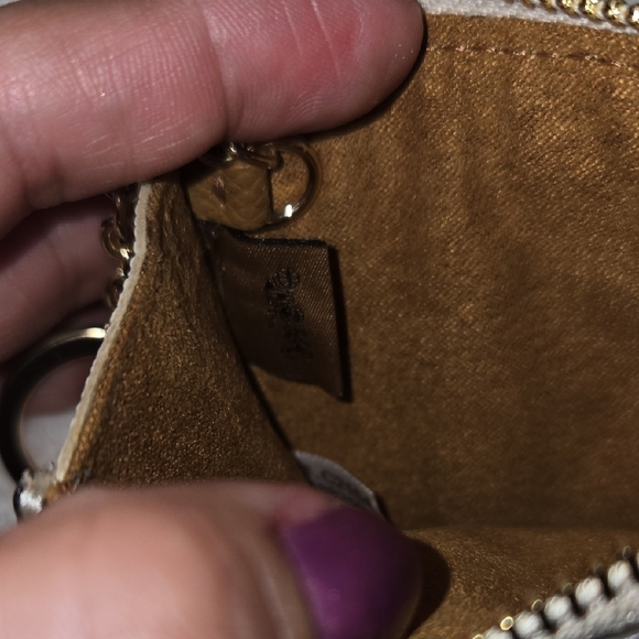 Coach Beige Card Holder with Gold Chain - Picture 6 of 9